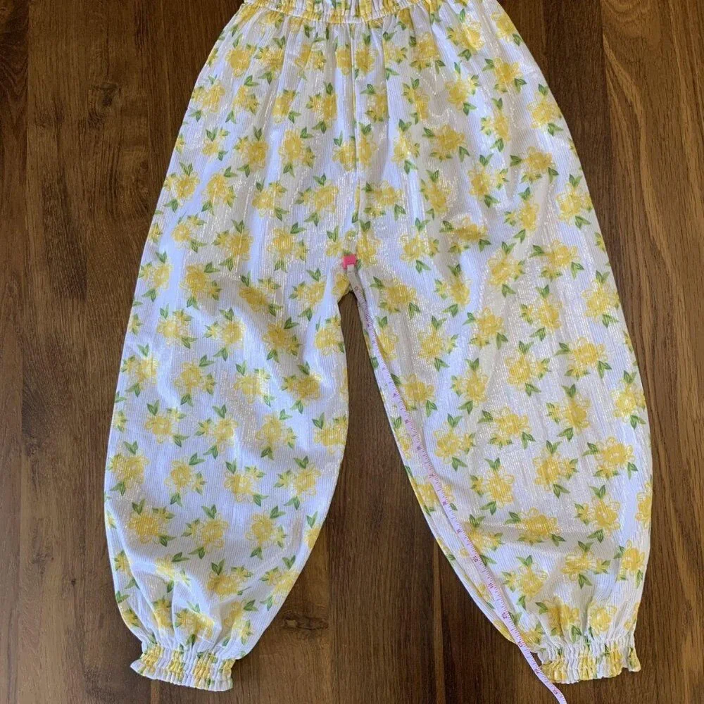 MASALA BABY Yellow Floral Retro Jumpsuit Girls 3-4 NWT Playsuit Romper Girl NEW - Picture 7 of 8